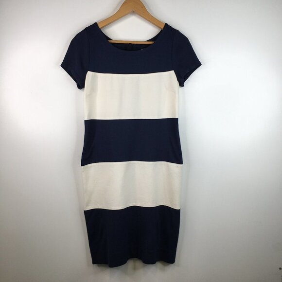 Banana Republic Color Block Navy Combo Dress Size 2 - Picture 1 of 8